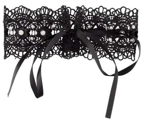 Haftowany choker Cottelli ACCESSOIRES czarny z perełkami i dżetami Cottelli ACCESSOIRES