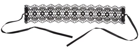 Haftowany choker Cottelli ACCESSOIRES czarny z perełkami i dżetami Cottelli ACCESSOIRES