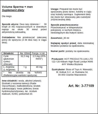 Supl.diety-Volume Sperma + 30ml HOT Productions & Vertriebs GmbH