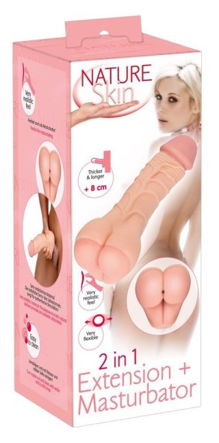 Masturbator Nature Skin 2w1 przedłużka penisa TPE 21 cm Nature Skin